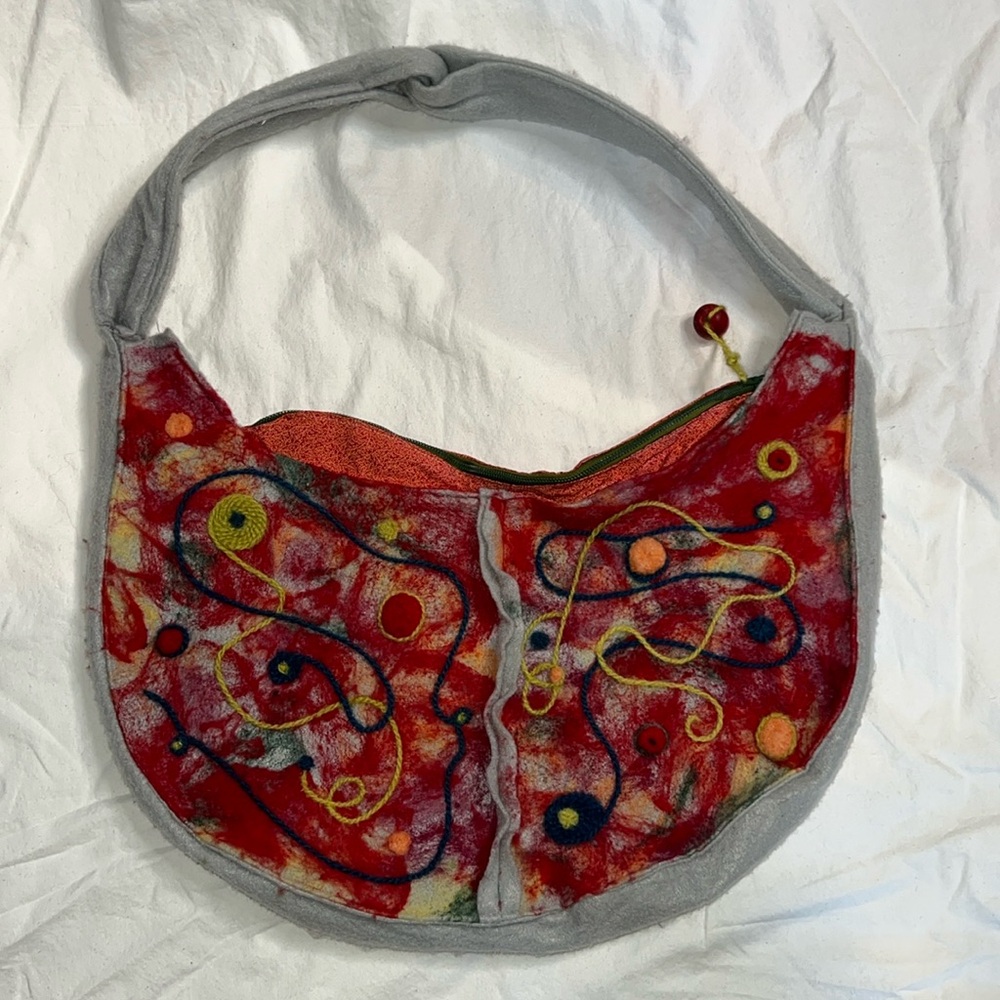 One of a Kind Felted Bag Boho Hippie Art Purse